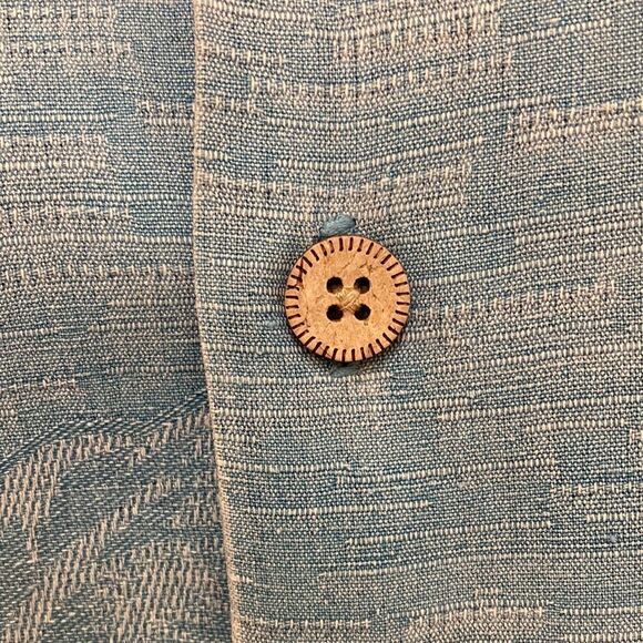 Jamaica Jaxx Light Blue Hawaii Flower Beachy Silk Short Sleeve Button‎ Do… - Picture 7 of 10